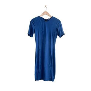 Wilfred Womens Dress Bodycon Dress Short Sleeve Blue Back Zip Medium